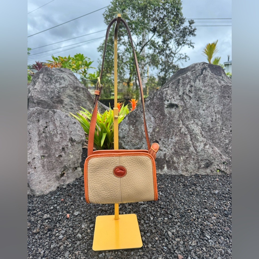 Vintage 90s Dooney & Bourke AWL Crossbody Bag Tan British Tan Leather